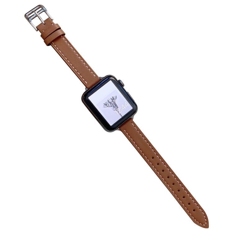 Plain Leather Watch Band For Apple Watch Series 9&8&7 41mm / SE 3&SE 2&6&SE&5&4 40mm / 3&2&1 38mm(A) by bashfashion