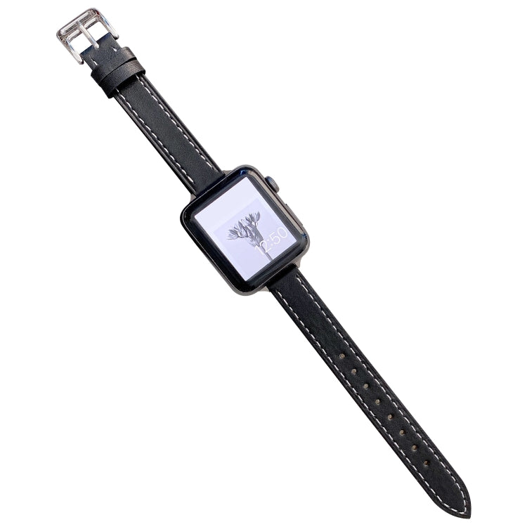Plain Leather Watch Band For Apple Watch Series 9&8&7 41mm / SE 3&SE 2&6&SE&5&4 40mm / 3&2&1 38mm(C) by bashfashion