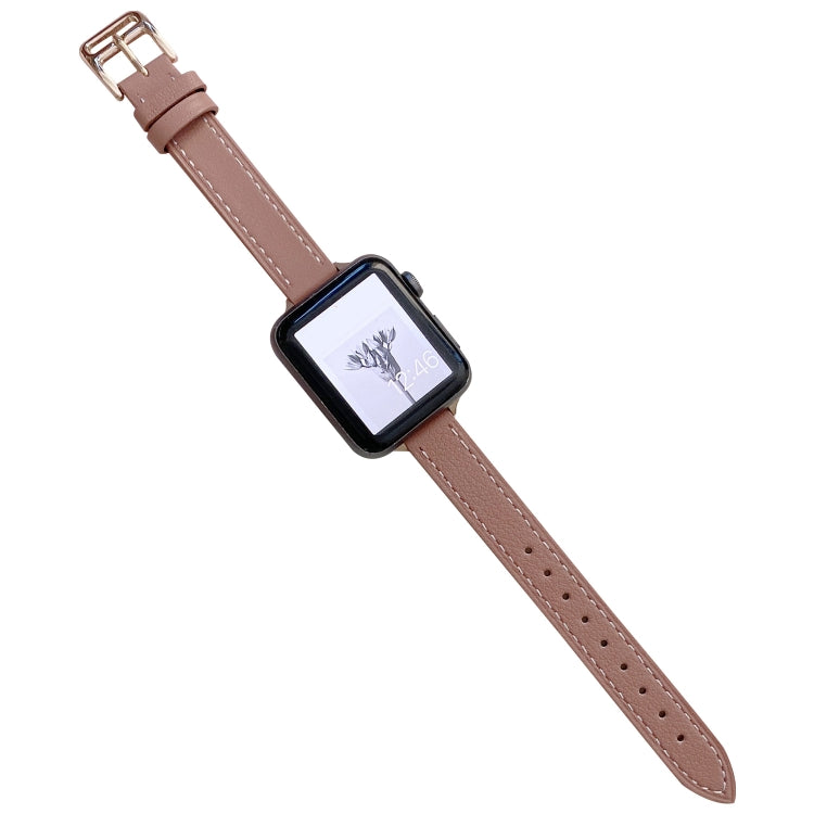 Plain Leather Watch Band For Apple Watch Series 9&8&7 41mm / SE 3&SE 2&6&SE&5&4 40mm / 3&2&1 38mm(F) by bashfashion
