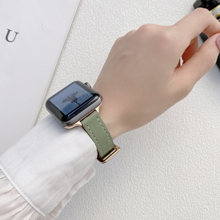 Plain Leather Watch Band For Apple Watch Series 9&8&7 41mm / SE 3&SE 2&6&SE&5&4 40mm / 3&2&1 38mm(F) by bashfashion