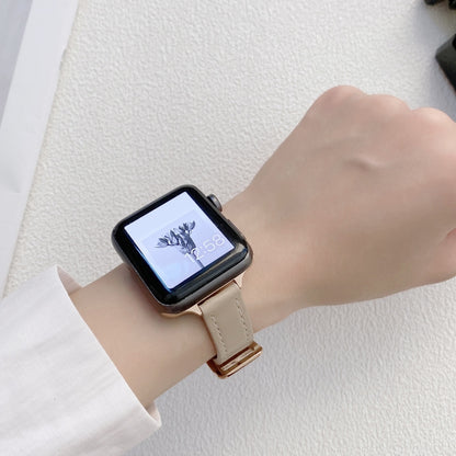 Plain Leather Watch Band For Apple Watch Series 9&8&7 41mm / SE 3&SE 2&6&SE&5&4 40mm / 3&2&1 38mm(E) by bashfashion