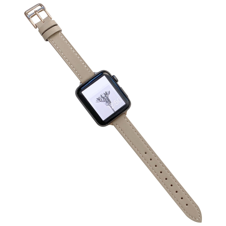 Plain Leather Watch Band For Apple Watch Ultra 49mm&Watch Ultra 2 49mm / Series 9&8&7 45mm / SE 3&SE 2&6&SE&5&4 44mm / 3&2&1 42mm(G) by bashfashion
