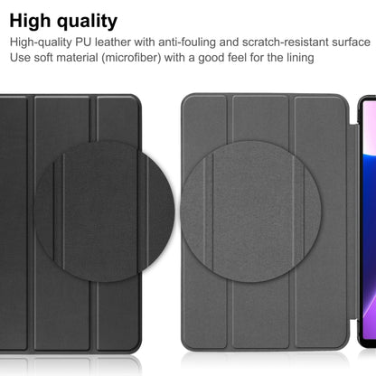 For Lenovo Tab M10 Plus 10.6 3rd Gen 2022 Custer Texture 3-Fold Holder Smart Leather Tablet Case(Black) by bashfashion