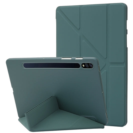 For Samsung Galaxy Tab S8 / S7 Deformation Silicone Leather Tablet Case(Dark Green) by bashfashion