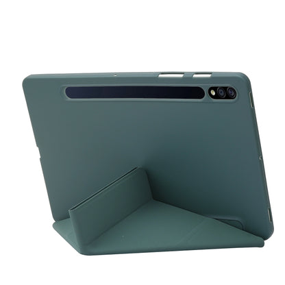 For Samsung Galaxy Tab S8 / S7 Deformation Silicone Leather Tablet Case(Dark Green) by bashfashion