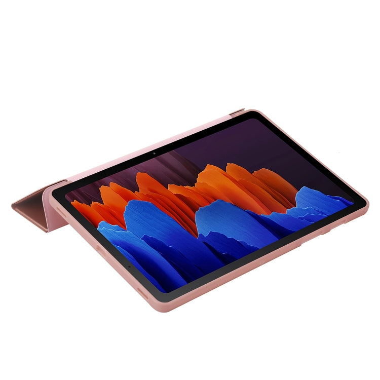 For Samsung Galaxy Tab S8 / S7 3-Fold Holder Silicone Leather Tablet Case(Rose Gold) by bashfashion