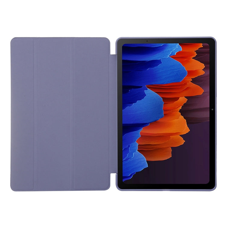 For Samsung Galaxy Tab S8 / S7 3-Fold Holder Silicone Leather Tablet Case(Dark Blue) by bashfashion