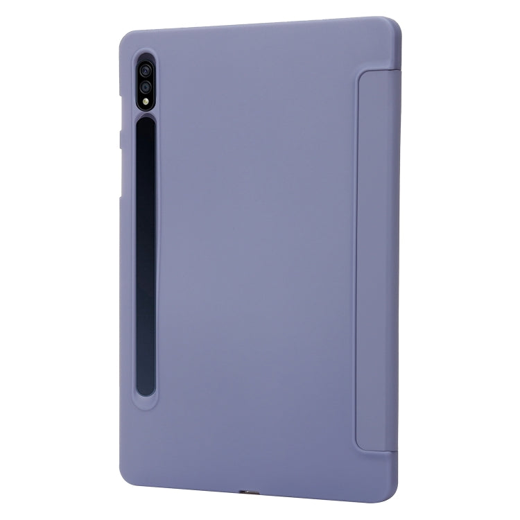 For Samsung Galaxy Tab S8 / S7 3-Fold Holder Silicone Leather Tablet Case(Purple) by bashfashion