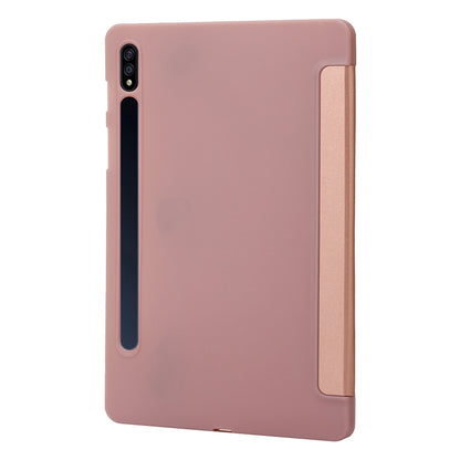 For Samsung Galaxy Tab S8+ / S7+ 3-Fold Holder Silicone Leather Tablet Case(Rose Gold) by bashfashion