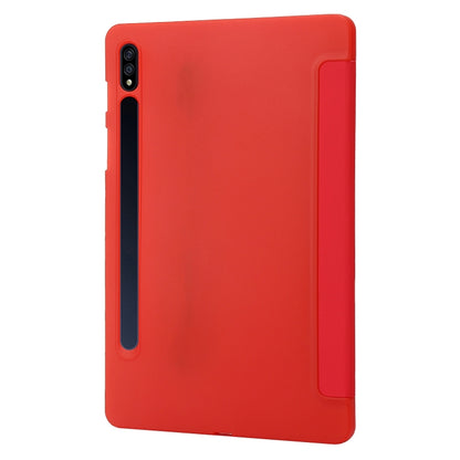 For Samsung Galaxy Tab S8+ / S7+ 3-Fold Holder Silicone Leather Tablet Case(Red) by bashfashion