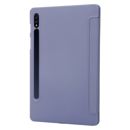 For Samsung Galaxy Tab S8+ / S7+ 3-Fold Holder Silicone Leather Tablet Case(Purple) by bashfashion