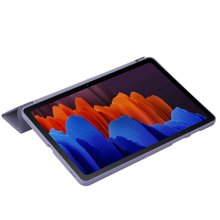 For Samsung Galaxy Tab S8+ / S7+ 3-Fold Holder Silicone Leather Tablet Case(Purple) by bashfashion