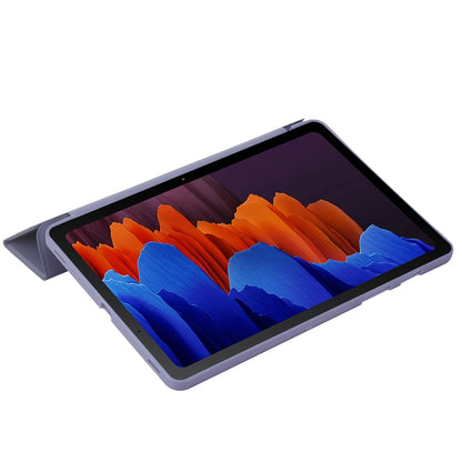 For Samsung Galaxy Tab S8+ / S7+ 3-Fold Holder Silicone Leather Tablet Case(Purple) by bashfashion