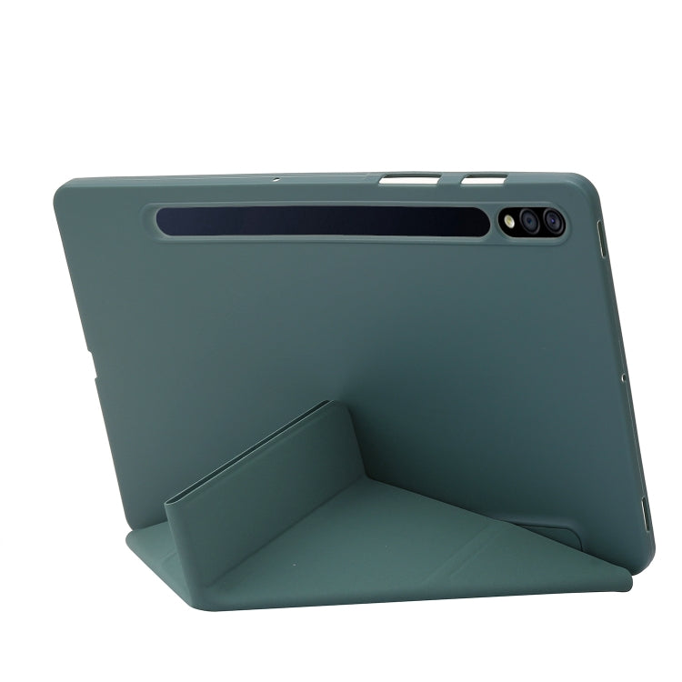 For Samsung Galaxy Tab S8+ / S7+ Deformation Silicone Leather Tablet Case(Dark Green) by bashfashion