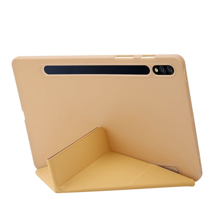 For Samsung Galaxy Tab S8+ / S7+ Deformation Silicone Leather Tablet Case(Gold) by bashfashion