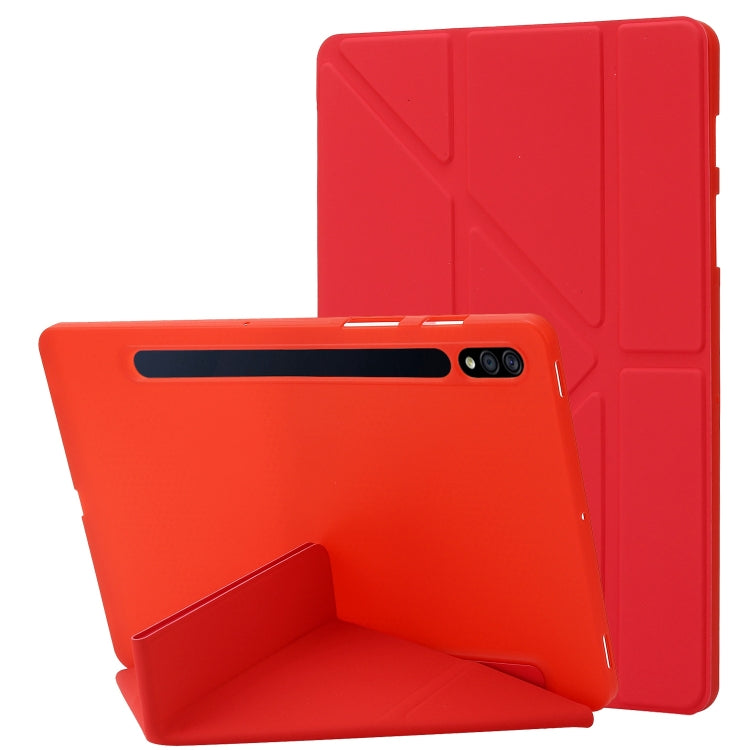 For Samsung Galaxy Tab S8+ / S7+ Deformation Silicone Leather Tablet Case(Red) by bashfashion