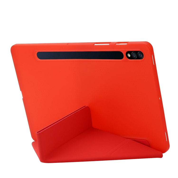 For Samsung Galaxy Tab S8+ / S7+ Deformation Silicone Leather Tablet Case(Red) by bashfashion