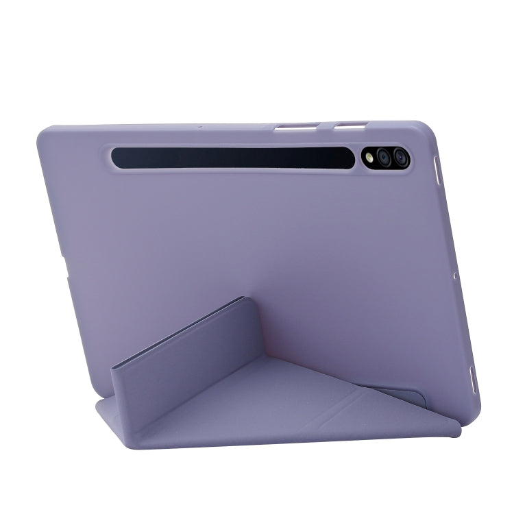 For Samsung Galaxy Tab S8+ / S7+ Deformation Silicone Leather Tablet Case(Purple) by bashfashion