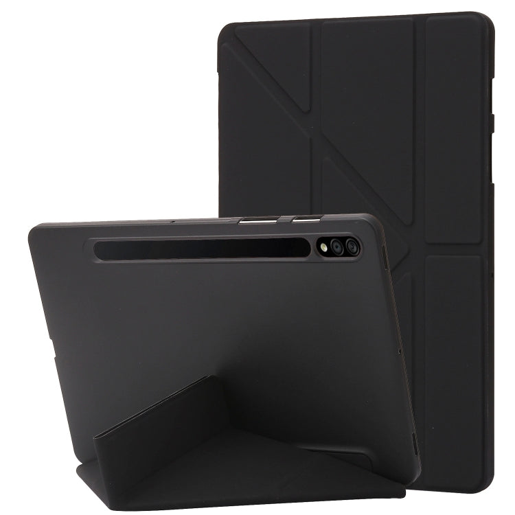 For Samsung Galaxy Tab S8+ / S7+ Deformation Silicone Leather Tablet Case(Black) by bashfashion