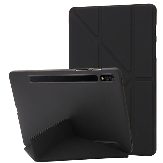 For Samsung Galaxy Tab S8+ / S7+ Deformation Silicone Leather Tablet Case(Black) by bashfashion