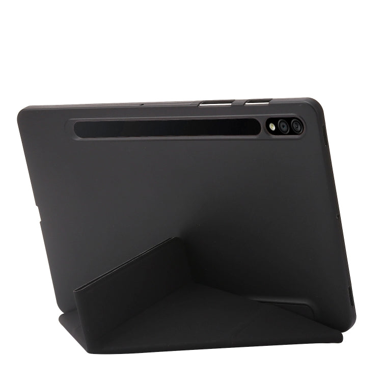 For Samsung Galaxy Tab S8+ / S7+ Deformation Silicone Leather Tablet Case(Black) by bashfashion