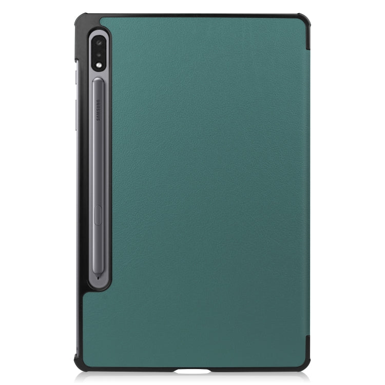 For Samsung Galaxy Tab S8 Three-folding Holder Custer Texture Leather Tablet Case(Green) by bashfashion