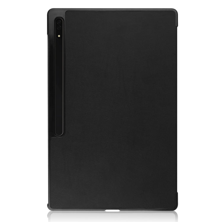 For Samsung Galaxy Tab S8 Ultra Three-folding Holder Custer Texture Leather Tablet Case(Black) by bashfashion