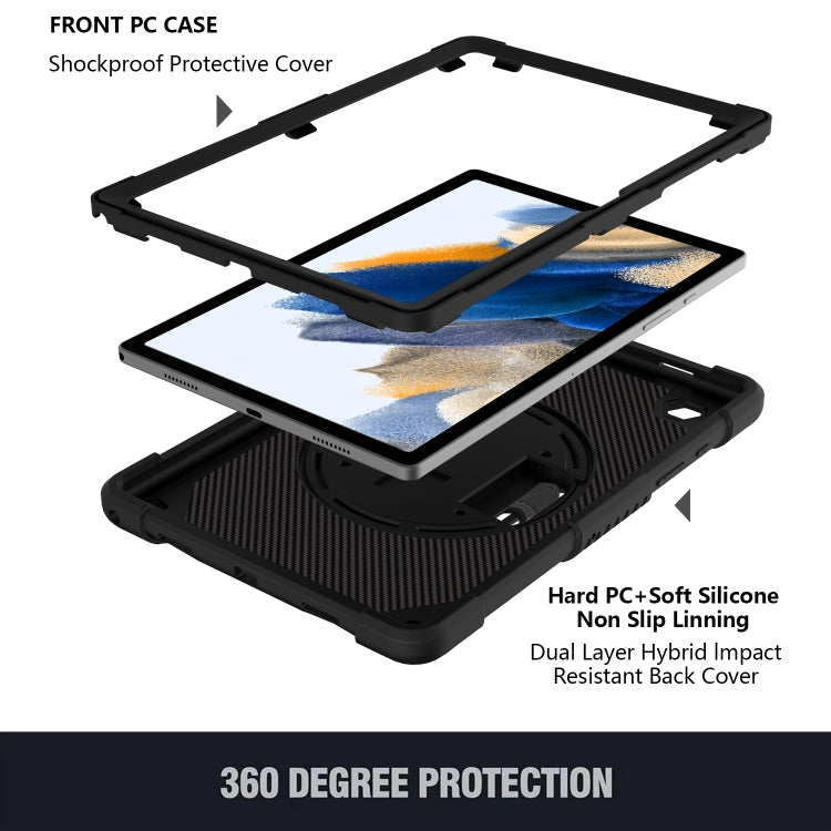 For Samsung Galaxy Tab A8 10.5 2021 Rotary Grab Silicone + PC Tablet Case(Black) by bashfashion