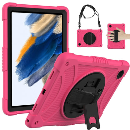 For Samsung Galaxy Tab A8 10.5 2021 Rotary Grab Silicone + PC Tablet Case(Rose Red) by bashfashion