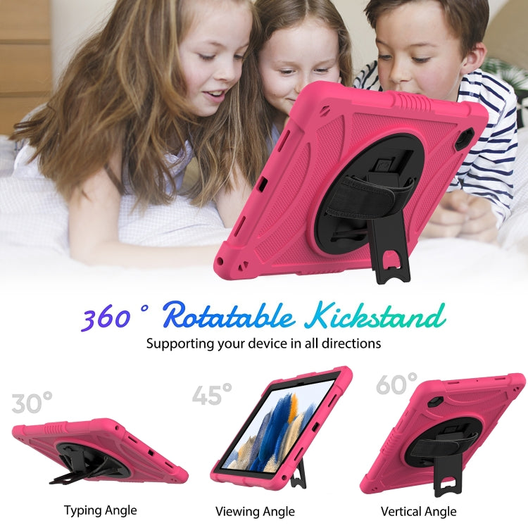For Samsung Galaxy Tab A8 10.5 2021 Rotary Grab Silicone + PC Tablet Case(Rose Red) by bashfashion
