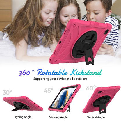 For Samsung Galaxy Tab A8 10.5 2021 Rotary Grab Silicone + PC Tablet Case(Rose Red) by bashfashion