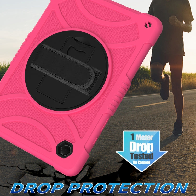 For Samsung Galaxy Tab A8 10.5 2021 Rotary Grab Silicone + PC Tablet Case(Rose Red) by bashfashion