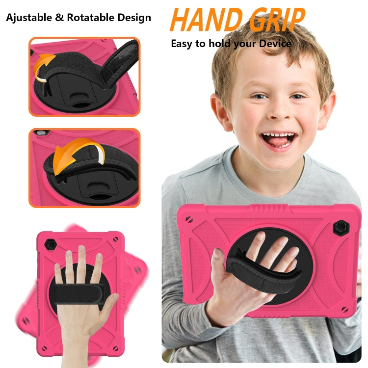 For Samsung Galaxy Tab A8 10.5 2021 Rotary Grab Silicone + PC Tablet Case(Rose Red) by bashfashion