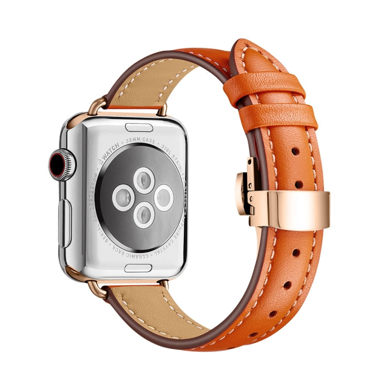 Slimming Butterfly Buckle Watch Band For Apple Watch Series 9&8&7 41mm / SE 3&SE 2&6&SE&5&4 40mm / 3&2&1 38mm(Orange Rose Gold) by bashfashion