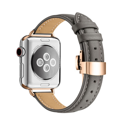 Slimming Butterfly Buckle Watch Band For Apple Watch Series 9&8&7 41mm / SE 3&SE 2&6&SE&5&4 40mm / 3&2&1 38mm(Grey Rose Gold) by bashfashion