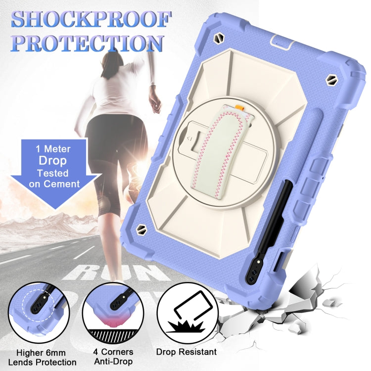 For Samsung Galaxy Tab S8 / Tab S7 Contrast Color Robot Silicone + PC Tablet Case(Lotus Root Purple Beige) by bashfashion