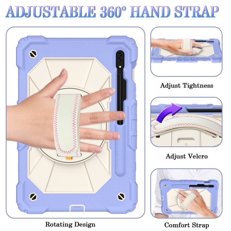 For Samsung Galaxy Tab S8 / Tab S7 Contrast Color Robot Silicone + PC Tablet Case(Lotus Root Purple Beige) by bashfashion