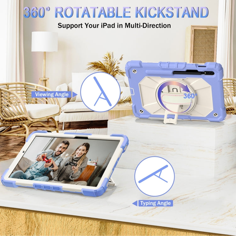 For Samsung Galaxy Tab S8 / Tab S7 Contrast Color Robot Silicone + PC Tablet Case(Lotus Root Purple Beige) by bashfashion