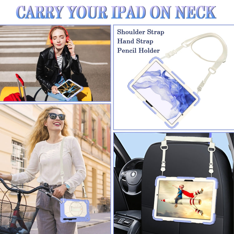 For Samsung Galaxy Tab S8 / Tab S7 Contrast Color Robot Silicone + PC Tablet Case(Lotus Root Purple Beige) by bashfashion