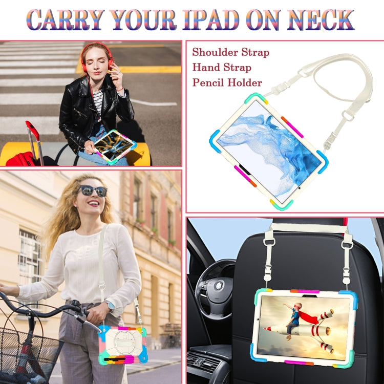 For Samsung Galaxy Tab S8 / Tab S7 Contrast Color Robot Silicone + PC Tablet Case(Colorful Blue) by bashfashion