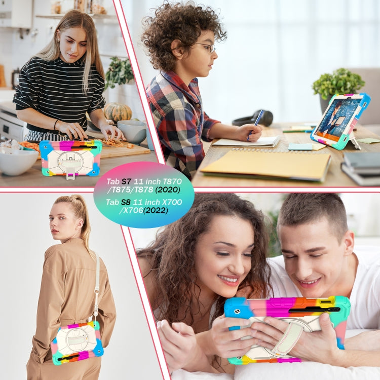 For Samsung Galaxy Tab S8 / Tab S7 Contrast Color Robot Silicone + PC Tablet Case(Colorful Blue) by bashfashion