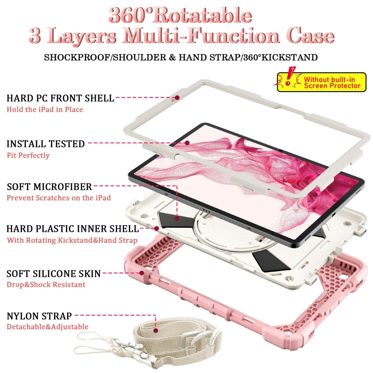 For Samsung Galaxy Tab S8 / Tab S7 Contrast Color Robot Silicone + PC Tablet Case(Rose Gold+Beige) by bashfashion