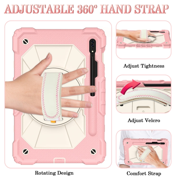 For Samsung Galaxy Tab S8 / Tab S7 Contrast Color Robot Silicone + PC Tablet Case(Rose Gold+Beige) by bashfashion