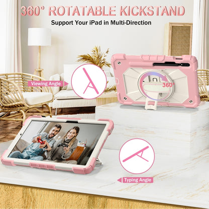 For Samsung Galaxy Tab S8 / Tab S7 Contrast Color Robot Silicone + PC Tablet Case(Rose Gold+Beige) by bashfashion