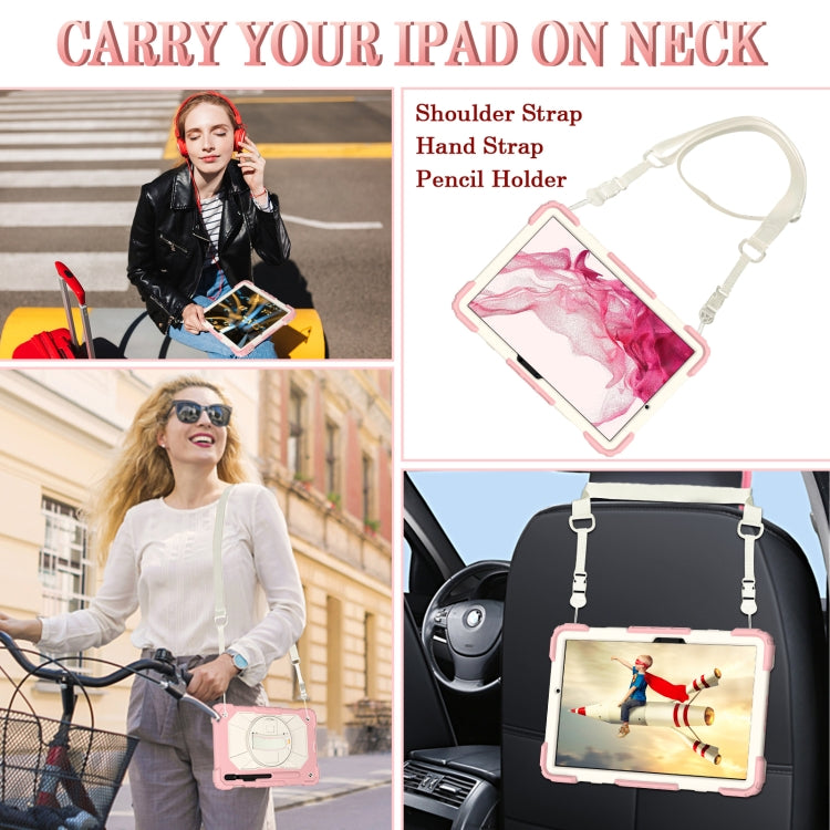 For Samsung Galaxy Tab S8 / Tab S7 Contrast Color Robot Silicone + PC Tablet Case(Rose Gold+Beige) by bashfashion