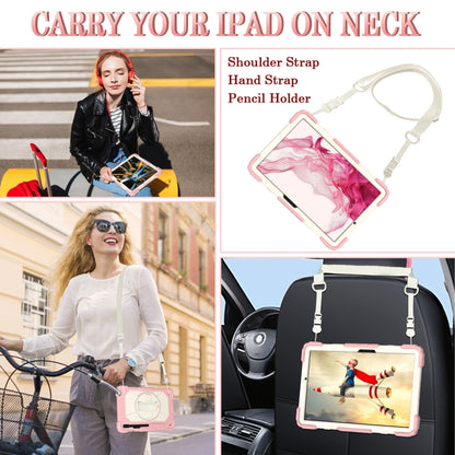 For Samsung Galaxy Tab S8 / Tab S7 Contrast Color Robot Silicone + PC Tablet Case(Rose Gold+Beige) by bashfashion