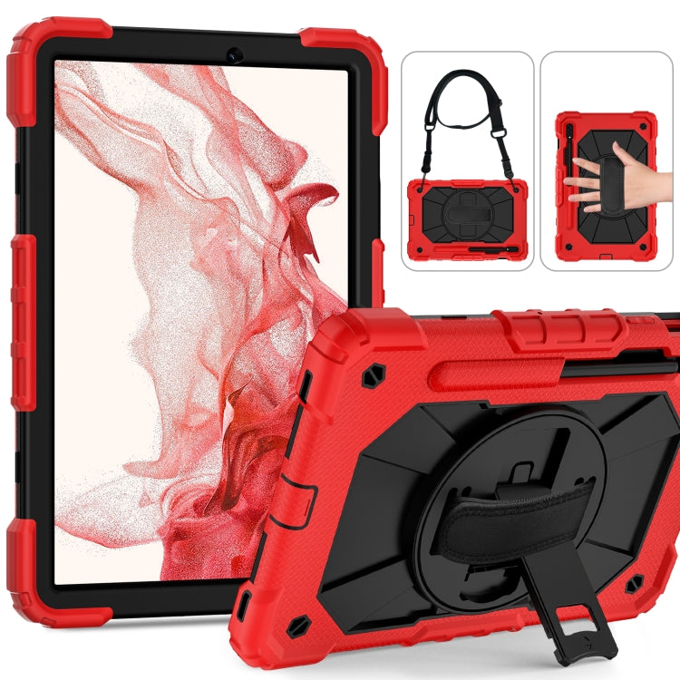 For Samsung Galaxy Tab S8 / Tab S7 Contrast Color Robot Silicone + PC Tablet Case(Red+Black) by bashfashion