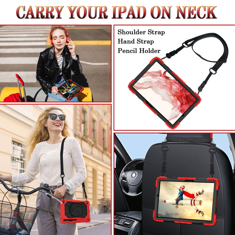 For Samsung Galaxy Tab S8 / Tab S7 Contrast Color Robot Silicone + PC Tablet Case(Red+Black) by bashfashion