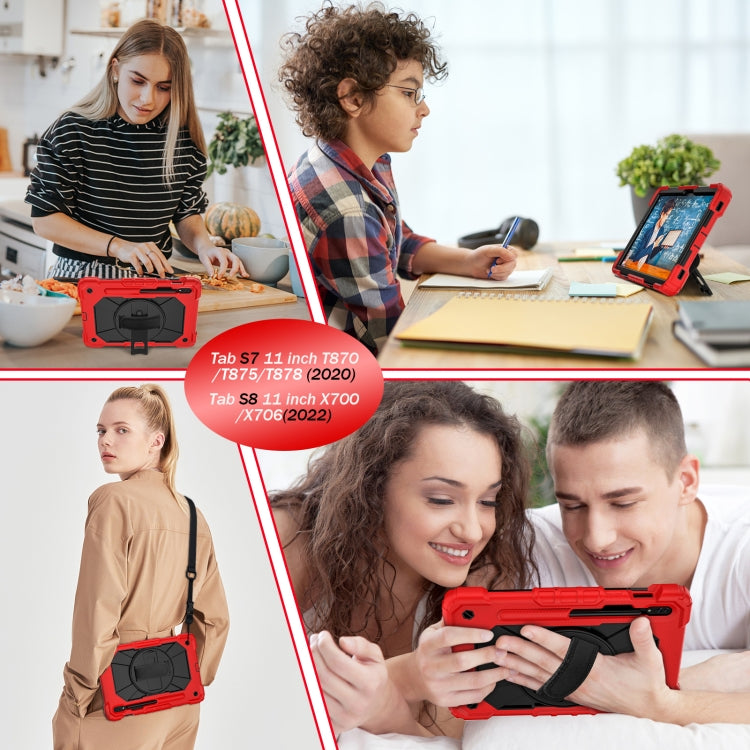 For Samsung Galaxy Tab S8 / Tab S7 Contrast Color Robot Silicone + PC Tablet Case(Red+Black) by bashfashion