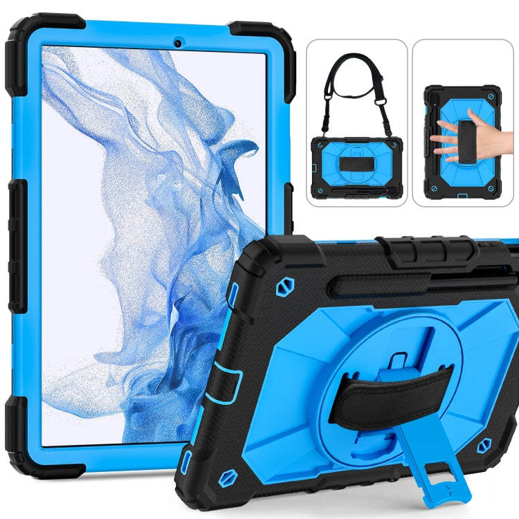 For Samsung Galaxy Tab S8 / Tab S7 Contrast Color Robot Silicone + PC Tablet Case(Black+Blue) by bashfashion